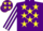 Silk - Purple, yellow stars, purple, white striped sleeves, yellow, purple stars cap