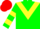 Silk - Green, yellow chevron, green, yellow hooped sleeves,  red cap