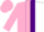 Silk - Pink & white halved, purple stripe, pink cap