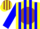 Silk - Yellow, brown ball,blue stripes on sleeves
