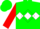 Silk - Green, white diamond belt, white diamond band on red slvs
