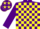 Silk - PURPLE & YELLOW CHECK, purple sleeves, purple cap, yellow stars