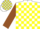 Silk - White, yellow blocks on brown sleeves