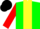 Silk - Green, yellow stripe, red sleeves, white armbands, black cap