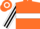 Silk - Neon orange, white hoop, orange and black horse emblem, white and black stripe on sleeves
