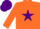 Silk - orange, purple star, purple cap