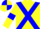 Silk - yellow, blue crossbelts, blue armlets, quartered cap