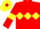 Silk - Red, yellow triple diamond and armlets, yellow cap, red diamond