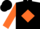 Silk - Black, orange 'rj racing' orange horse emblem, orange diamond sleeves