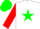 Silk - White, green star, red sleeves, green cap