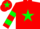 Silk - red, Green star, Hooped sleeves, red cap, Green star