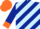 Silk - Dark Blue, Light Blue Diagonal Stripes, Orange Cuffs, Orange Cap