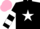 Silk - Black, white star, hooped sleeves, pink cap