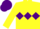 Silk - Yellow with purple triple diamonds, yellow sleeves, purple cap