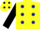 Silk - Yellow, dark blue spots, black sleeves, yellow cap, black spots