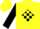 Silk - Yellow, black diamond framed 'gs' on black & yellow checkered flag, yellow blocks on black slvs, yellow cap