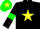 Silk - black with yellow star, black sleeves and green armlets, green cap and yellow star