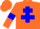 Silk - Orange body, blue cross of lorraine, orange arms, blue armlets, orange cap, blue checked