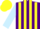 Silk - Purple and yellow stripes, light blue sleeves, yellow cap