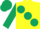 Silk - Yellow, large dark green spots, dark green sleeves, dark green cap