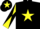 Silk - Black, yellow star, yellow and black diabolo on sleeves, black cap, yellow star