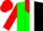 Silk - green and black halves, white stripe, red yoke, red sleeves, red yoke, red cap
