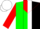 Silk - green and black halves, white stripe, red yoke, red sleeves, red yoke, white cap