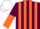 Silk - maroon, orange stripes, maroon and orange halved sleeves, white cap