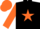 Silk - BLACK, orange star, sleeves & cap
