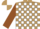 Silk - light brown and white blocks, brown sleeves, light brown and white quartered cap
