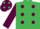 Silk - Emerald Green, Maroon spots, maroon sleeves, maroon cap with emerald green spots