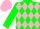 Silk - Green, pink diamonds, pink cap