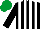 Silk - Black and white stripes, emerald green cap