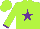 Silk - Lime green, purple star, purple cuffs