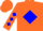 Silk - Orange, blue diamond framed 'ct', blue diamonds on sleeves, orange cap