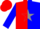 Silk - Red and blue diagonal halves, grey star stripe on red and blue opposing slvs, red cap