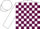 Silk - White, maroon blocks on right diagonal half, white cap