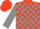 Silk - Scarlet, gray circle and 'rsc', gray blocks on sleeves, scarlet cap