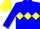 Silk - Blue with Yellow triple diamond, yellow cap