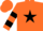 Silk - Orange, black star, black bars on sleeves, orange cap