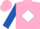 Silk - Pink, royal blue ' ff ' on white diamond, royal blue sleeves, pink cap