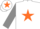 Silk - White, orange star, grey sleeves, white cap, orange star, grey peak