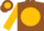 Silk - Brown, brown 'e' on gold ball, gold sleeves