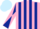 Silk - PINK and DARK BLUE stripes, DARK BLUE and PINK diabolo on sleeves, LIGHT BLUE cap