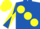 Silk - Royal Blue, large Yellow spots, diabolo on sleeves, Yellow cap