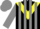 Silk - black, yellow chevron, grey stripes on sleeves, grey cap