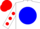 Silk - White, blue ball, white 'dth', red dots on sleeves, red cap