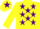 Silk - Yellow, Purple stars, Yellow sleeves, Yellow cap, Purple star
