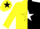 Silk - Yellow, black halves c/s on white star