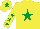 Silk - Yellow, Emerald Green star, Yellow sleeves, Emerald Green stars, Yellow cap, Emerald Green star